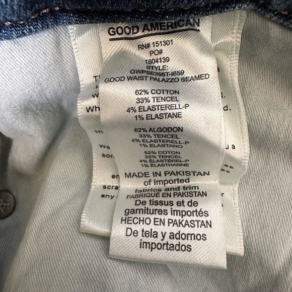 Good American Women's Good Waist Distressed Palazzo Jeans Size 28 Wide Leg - Picture 7 of 8